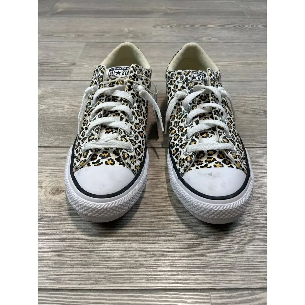 Converse Kids' Street Low Cheetah Sneakers Cream 6 NWT